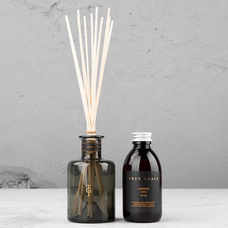 Аромадиффузор набор (палочки, жидкость, бутылочка) Янтарь, 200 мл Small Reed Diffuser Amber 200 ml