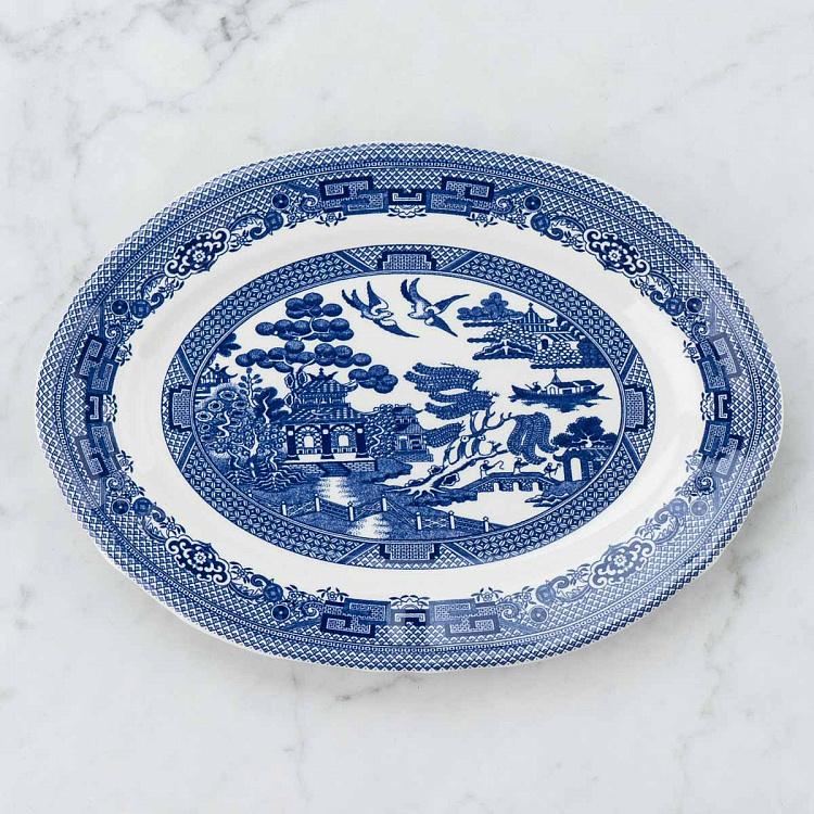 Овальное сервировочное блюдо Голубая ива, M Blue Willow Oval Serving Plate Medium