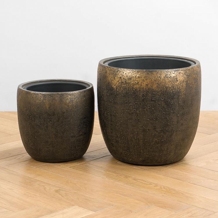 Кашпо-чаша Эффектори Металл золотая патина, M Effectory Metal Bowl Pot Rough Gold Patina Medium