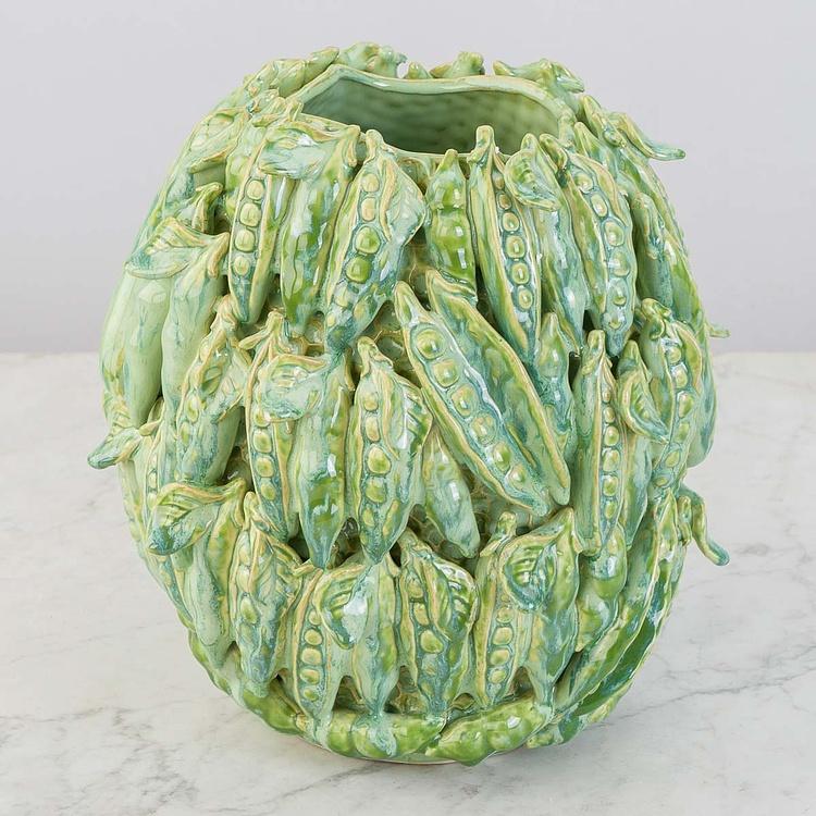 Зелёная широкая ваза Стручки гороха Peapod Green Vase Wide