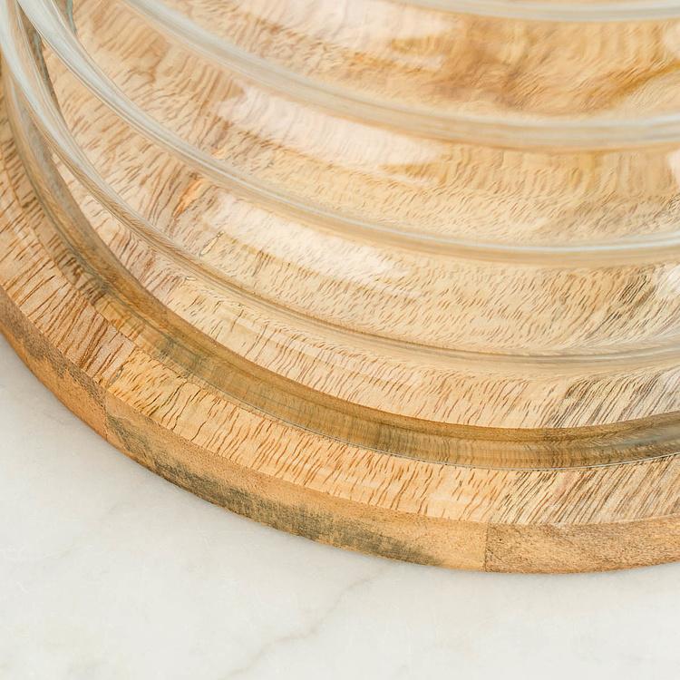 Деревянная доска со стеклянным колпаком Улей, S Bee Dish And Cover Small