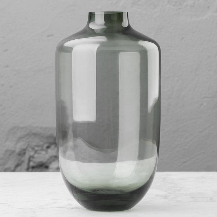 Высокая серая стеклянная ваза Колба Bulbous Grey Glass Vase Tall