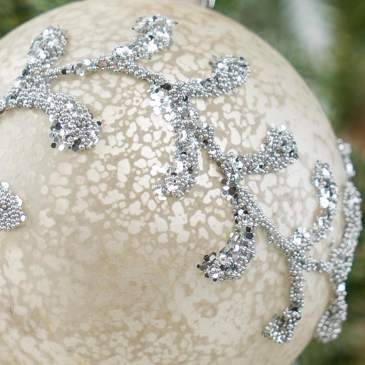 Ёлочный шар Ледяные узоры Aged Pattern Ball White 8 cm
