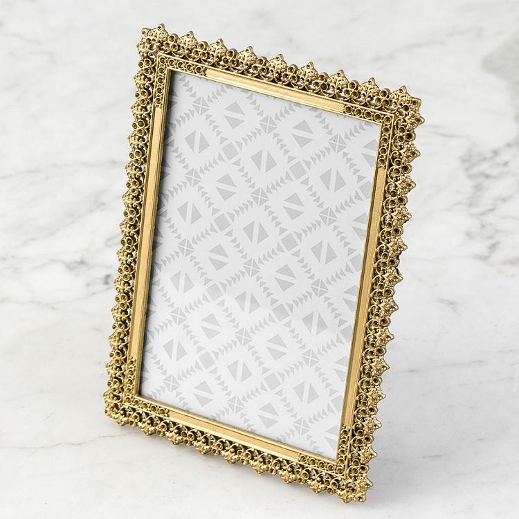 Золотистая цветочная прямоугольная рамка для фото Golden Flowery Rectangular Photo Frame