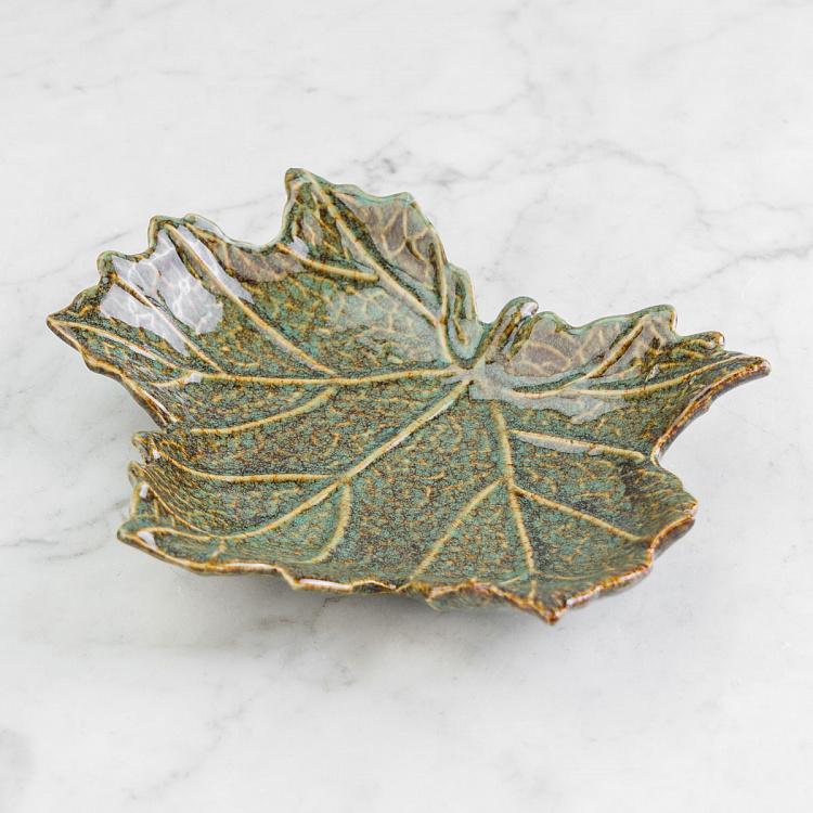 Керамическое сервировочное блюдо Зелёный лист Ceramic Green Leaf Dish
