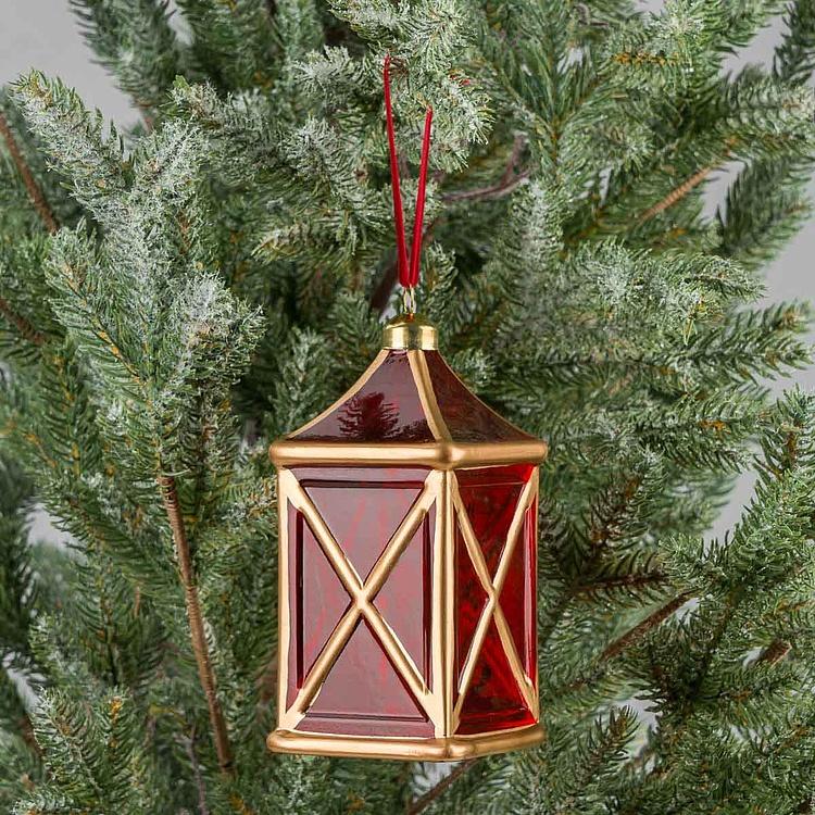 Ёлочная игрушка Красная лампа Lantern Red 15 cm