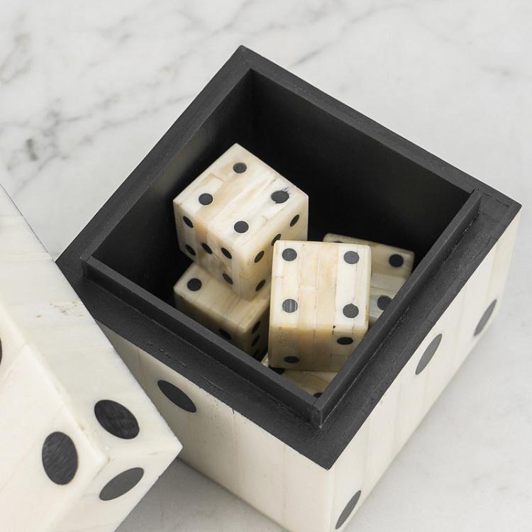 Деревянная шкатулка с пятью игральными костями Wooden White Box With 5 Dices