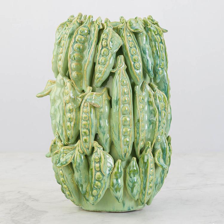 Зелёная узкая ваза Стручки гороха Peapod Green Vase Thin