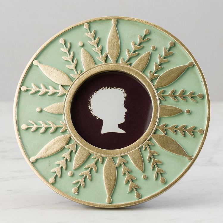 Круглая светло-зелёная рамка для фото с золотыми колосьями Menthol Green Golden Ears Round Photo Frame