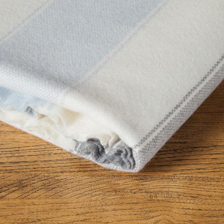Шерстяной плед в полоску Хопсак Hopsack Stripe Throw Glacier