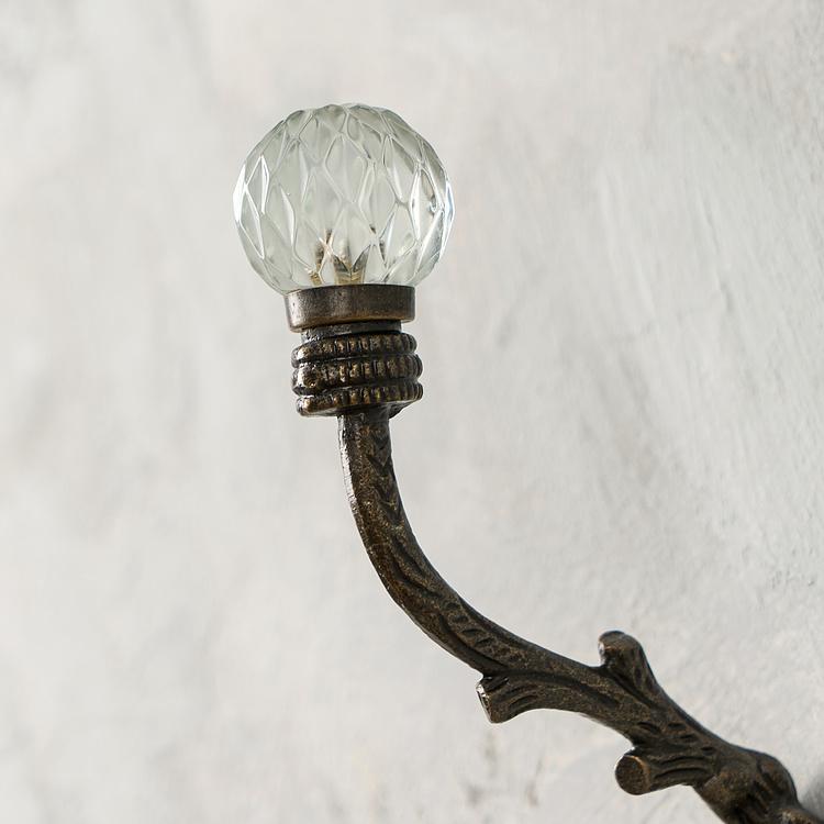 Двухрожковый крючок с хрустальными наконечниками Ветка Branch Crystal Glass Hook