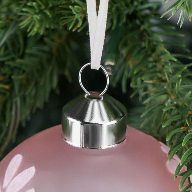 Ёлочная игрушка Розовый шар со звездой Star Ball Pink 8 cm