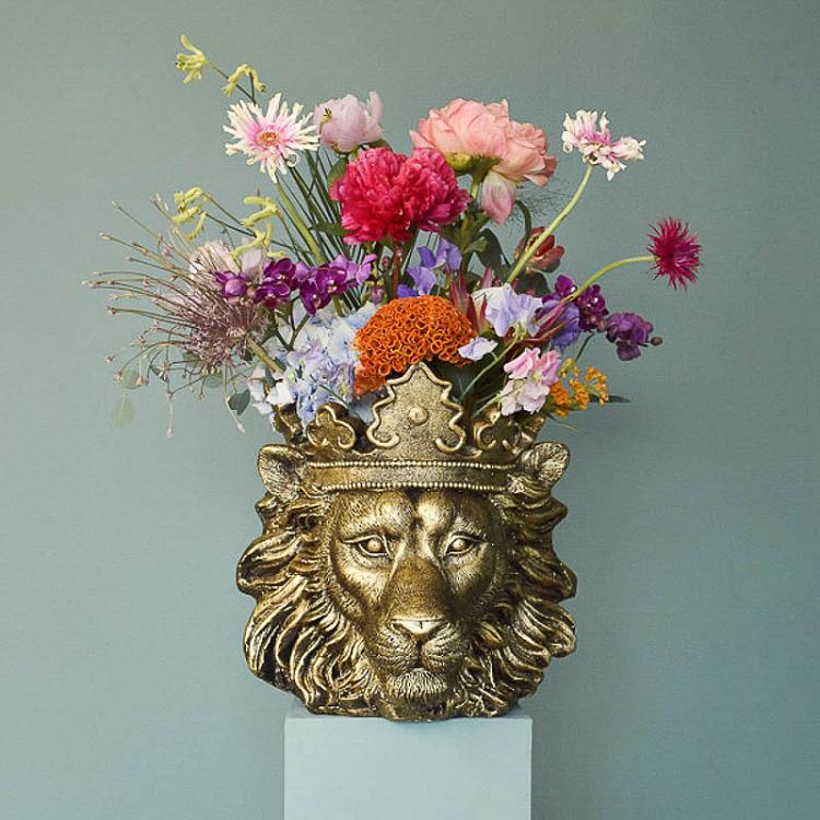 Золотая ваза Голова льва Кларенса Lion Head Clarence Vase Gold