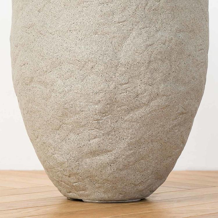 Высокое серо-белое кашпо-чаша Эффектори Органик, S Effectory Organic Tall Bowl White Sand Small
