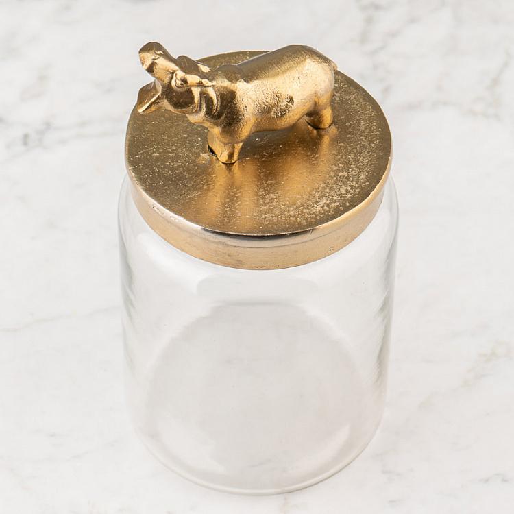 Ёмкость для хранения Золотой бегемот Decorative Jar With Hippo Figure Gold