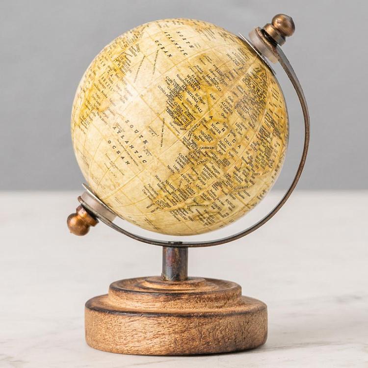 Набор из трёх винтажных маленьких глобусов Set Of 3 Vintage Globes Tiny Mango Wood