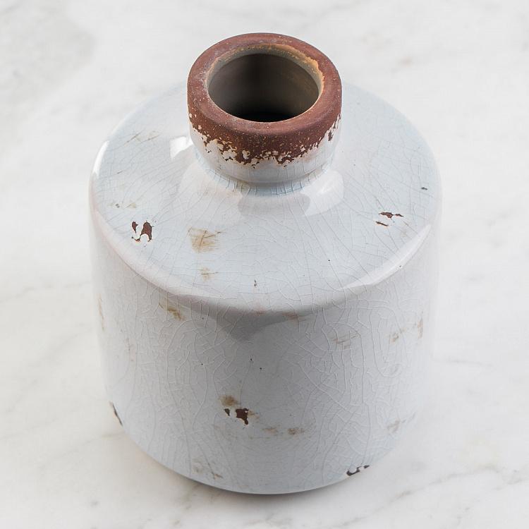 Низкая белая керамическая мини-ваза Бутыль Bottle Vase White Low