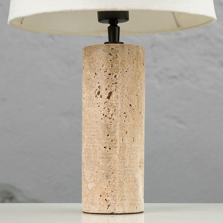 Настольная лампа с белым абажуром и мраморным основанием Beige Marble Base Table Lamp With Shade