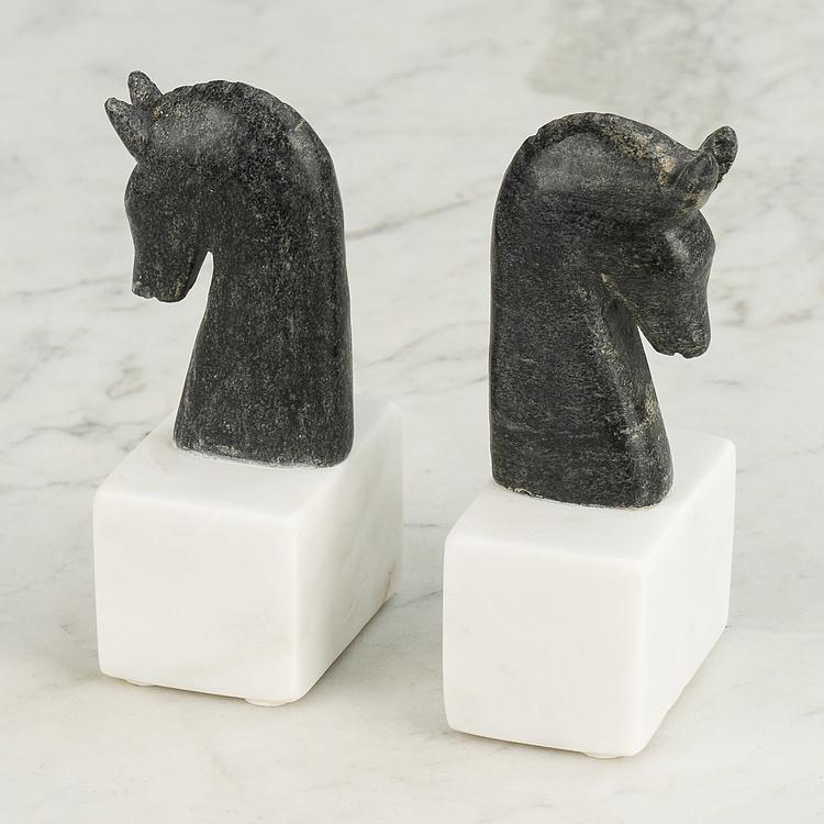 Набор из двух держателей для книг Мраморные лошади Bookend Marble Horses