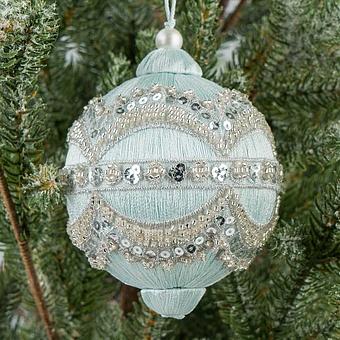 Silver Ornament Ball Light Blue 10 cm
