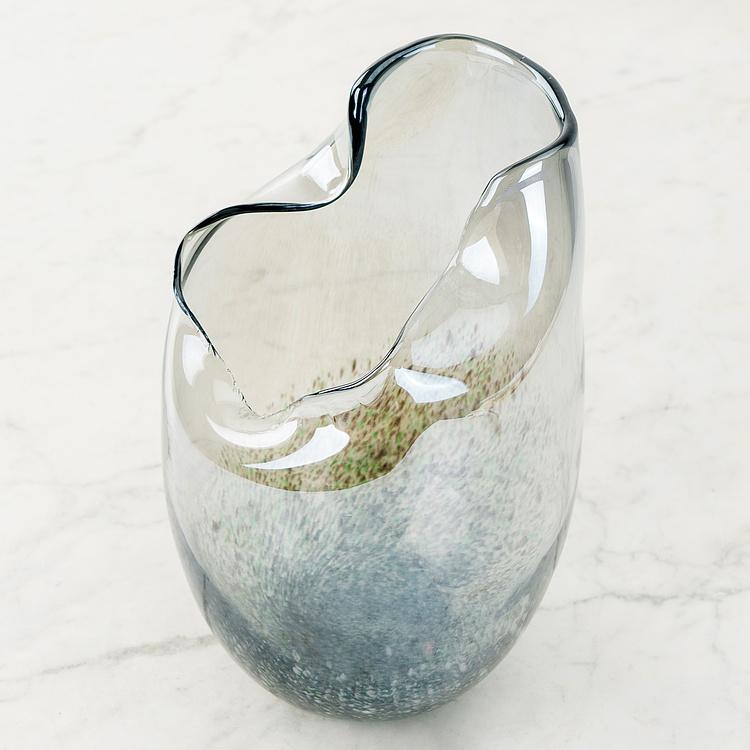 Голографическая ваза ручной работы с изогнутым краем Folded Edge Handcrafted Holographic Glass Vase