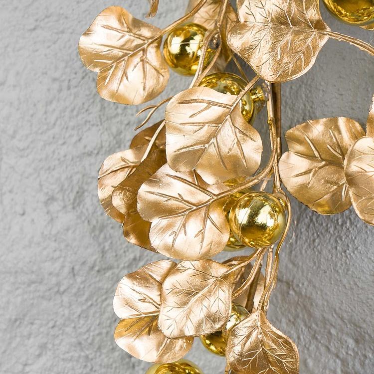 Гирлянда с золотыми шарами и листьями Ball Leaf Garland Gold 183 cm