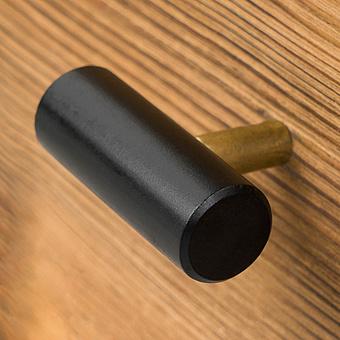 Round Bar Stone Knob Black