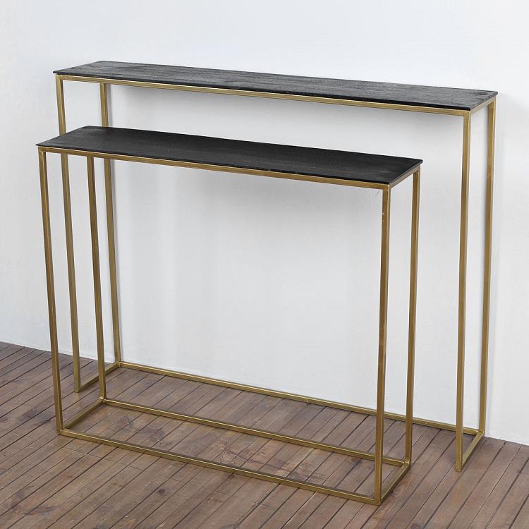 Комплект из двух консольных столов из дерева манго Set Of 2 Consoles Mango And Antique Gold