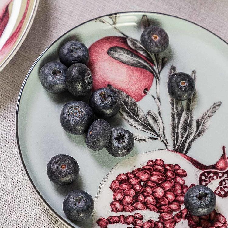 Чайная пара с гранатом на блюдце Экзо Exo Tea Cup And Saucer Pomegranate Blue