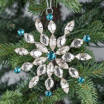 Transparent Blue Stones Snowflake Silver 11 cm