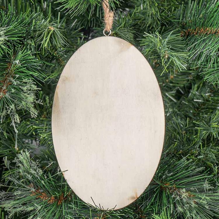 Деревянная ёлочная подвеска Шляпник, кролик и часы Wood Pendant With Hatter, Rabbit And Clock 20 cm