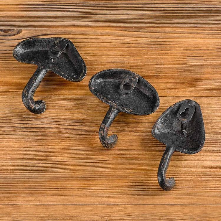 Набор из трёх крючков Грибы Set Of 3 Hooks Mushrooms Cast Iron