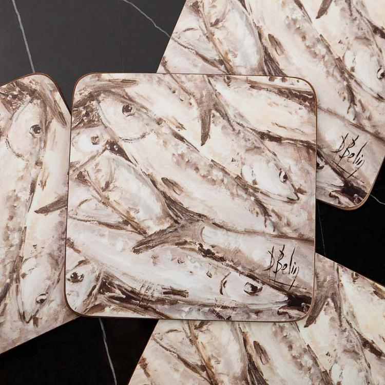 Набор из четырёх подставок под стаканы Рыбы Set Of 4 Coasters Fish