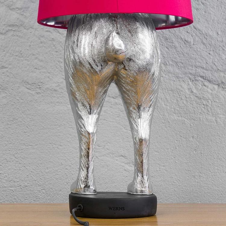 Настольная лампа Робкий кролик с розовым абажуром Table Lamp Hiding Bunny Pink