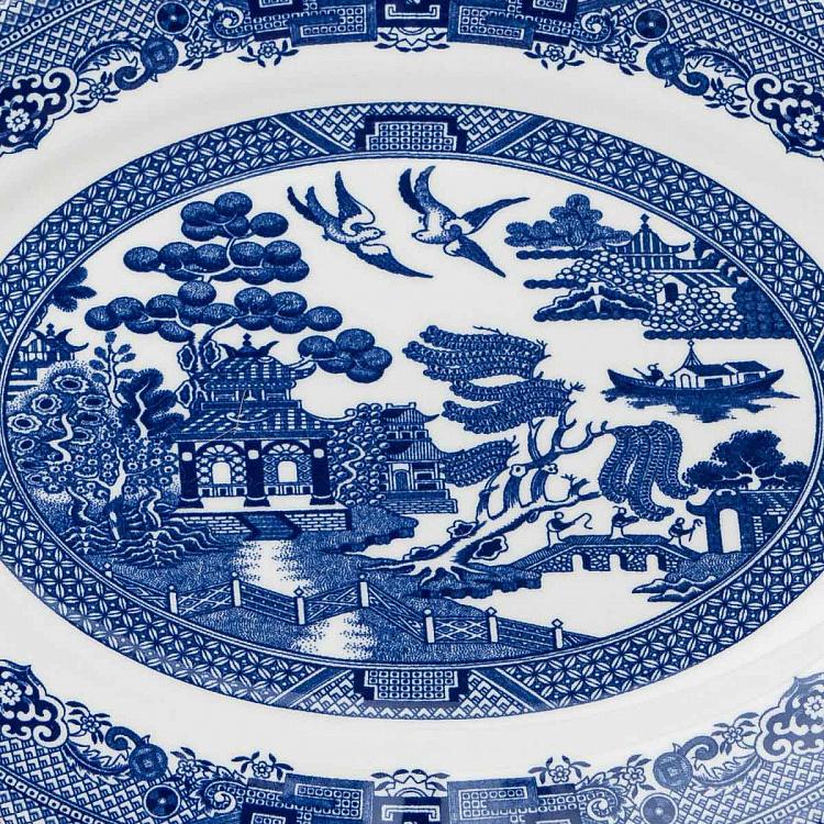 Овальное сервировочное блюдо Голубая ива, M Blue Willow Oval Serving Plate Medium