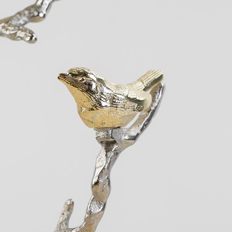 Двухуровневая сервировочная подставка с птицами и золотистым стеклом Atelier 2 Tier Plates Gold