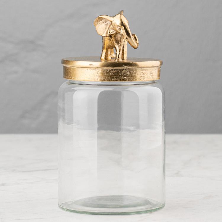 Ёмкость для хранения Золотой слон Decorative Jar With Elephant Figure Gold