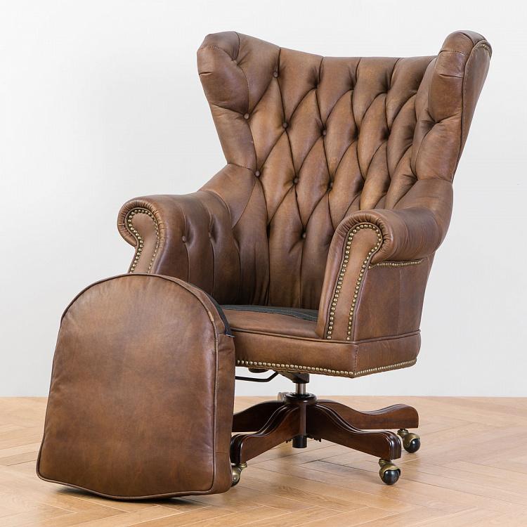 Рабочее кресло Канцлер, красно-коричневое дерево Chancellor Armchair, Red Brown Wood D
