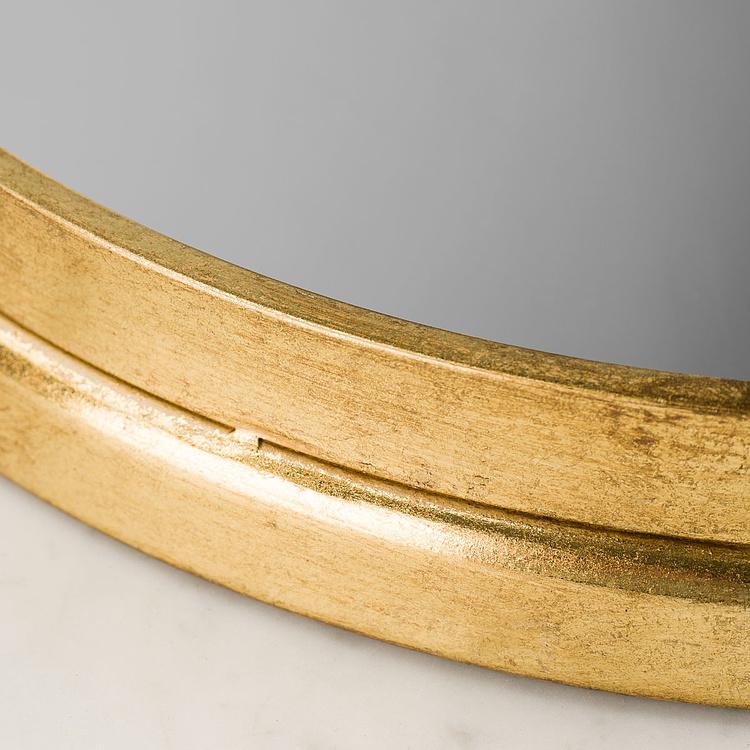 Круглый золотистый поднос с зеркалом и ручками 1 Tray Mirror Antique Gold 1