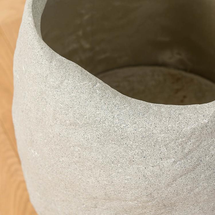 Высокое серо-белое кашпо-чаша Эффектори Органик, S Effectory Organic Tall Bowl White Sand Small
