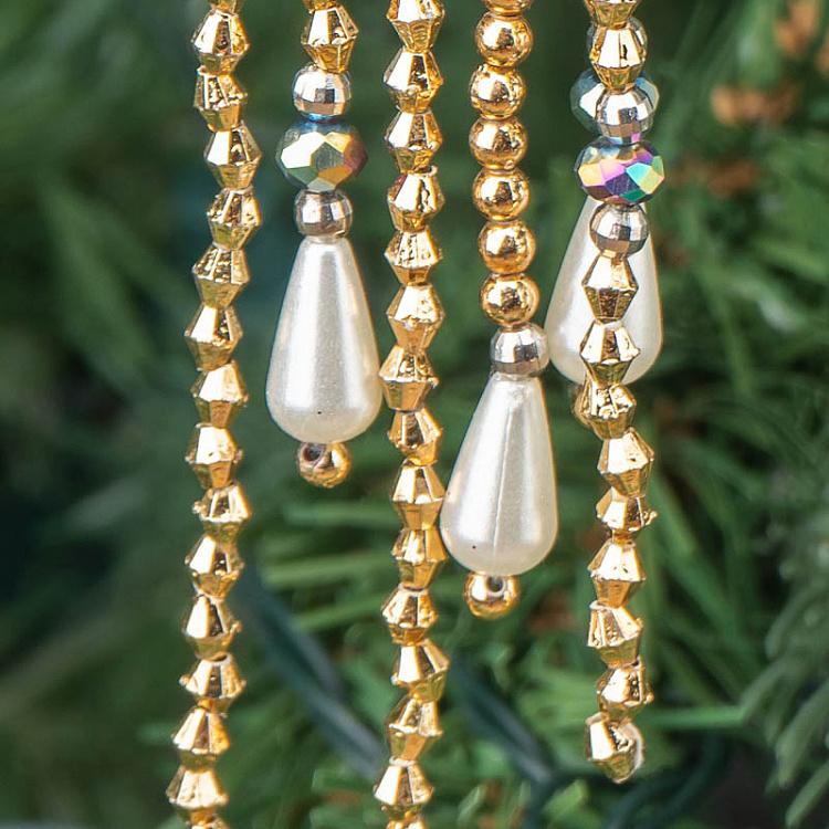 Ёлочная игрушка с бисерной вышивкой Медуза Embroidery Beads Jellyfish Gold/Multi 11 cm