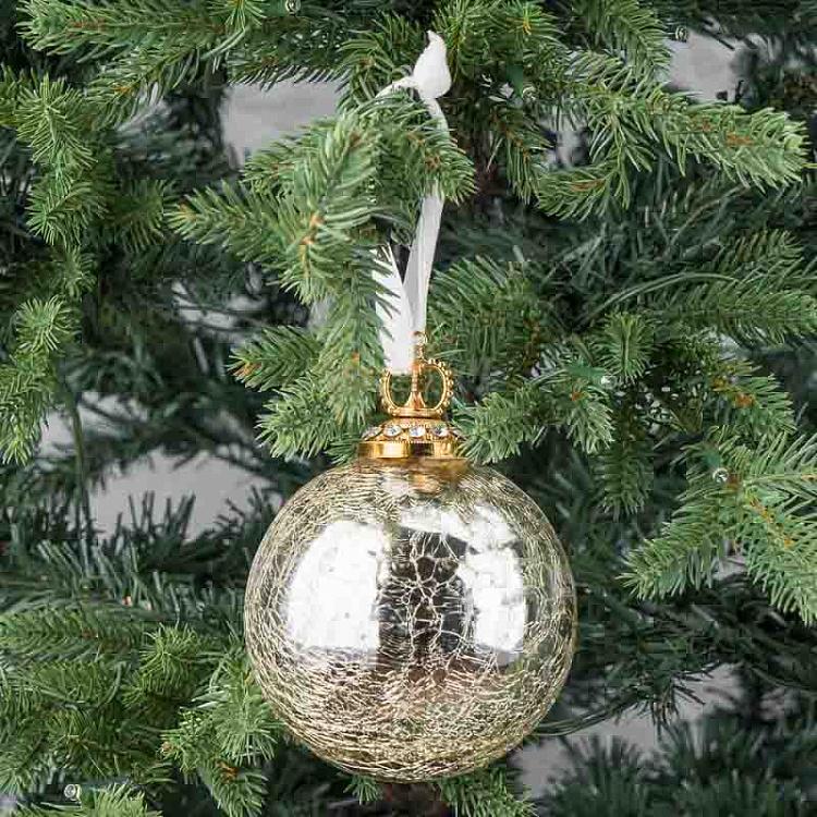 Ёлочная игрушка Золотистый стеклянный состаренный шар, L Aged Glass Ball Gold 13 cm