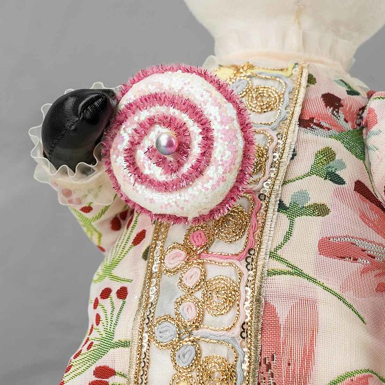 Статуэтка Белая мышка в платье с цветочным узором Floral White Mouse With Dress