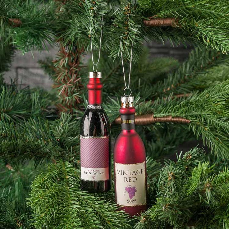 Набор из двух ёлочных игрушек Красное вино Set Of 2 Glass Hangers Red Wine 13,5 cm