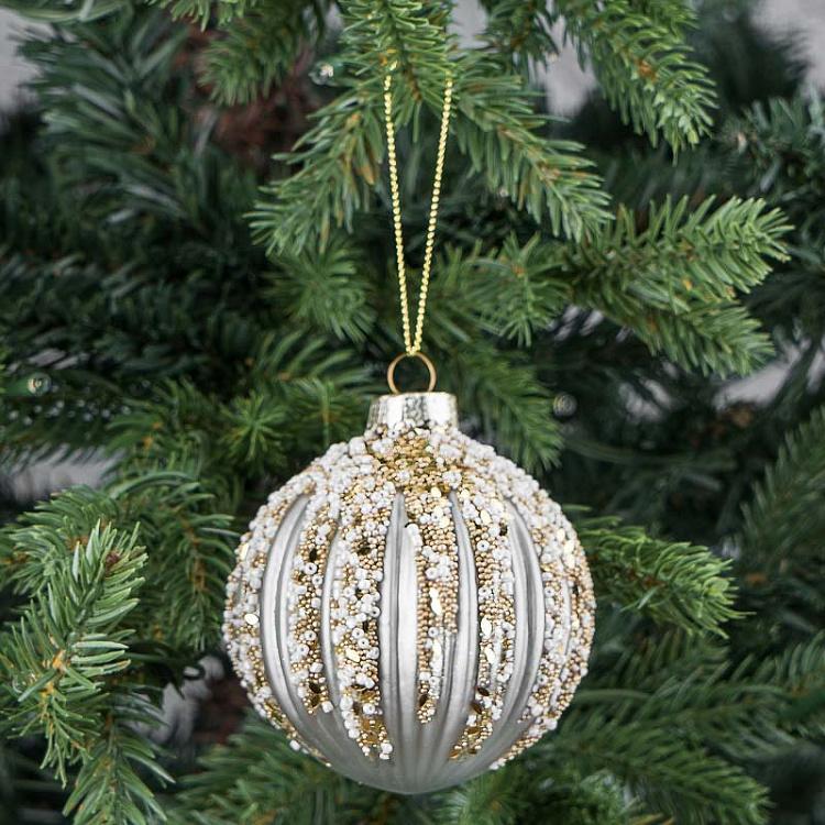 Ёлочная игрушка Бронзовый шар с пудрой Ball With Powder Bronze 8 cm