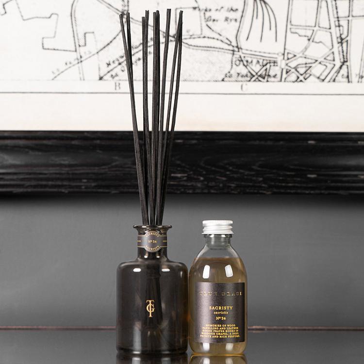 Аромадиффузор набор (палочки, жидкость, бутылочка) Ризница, 200 мл Small Reed Diffuser Sacristy 200 ml