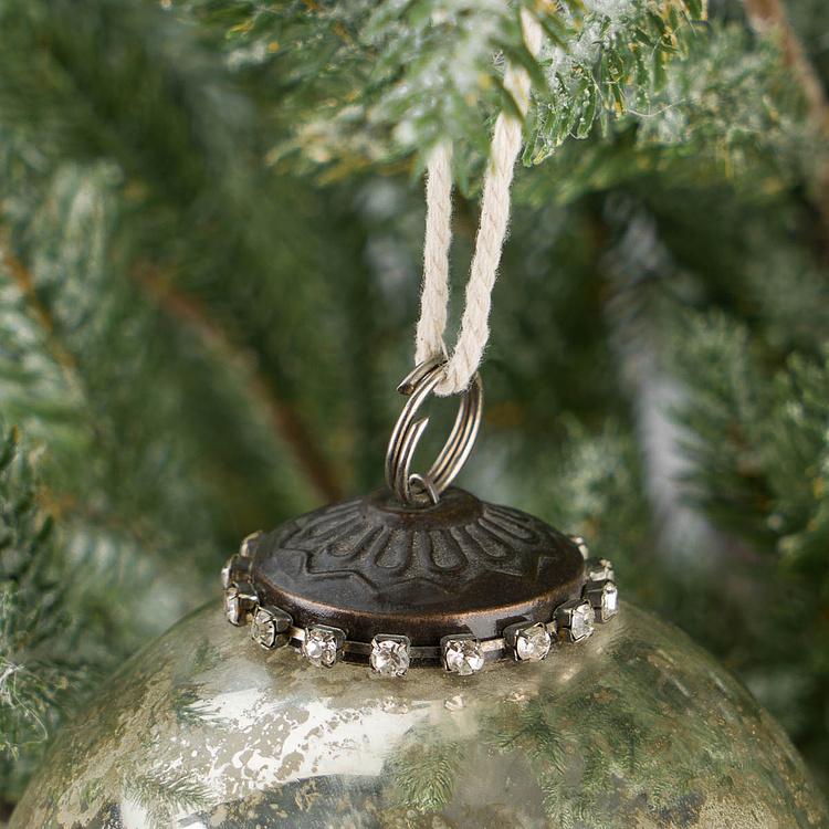 Ёлочный шар со звездой Xmas 4 Inches Antique Silver Top Star 10 cm