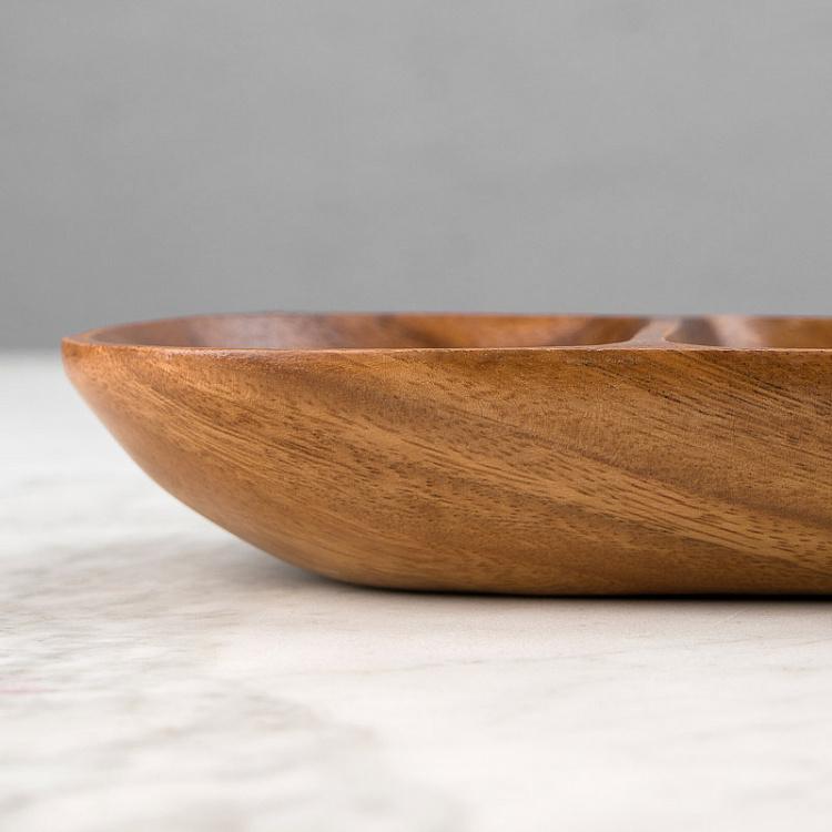 Деревянная овальная менажница Органик Organic 3 Sections Oval Serving Dish