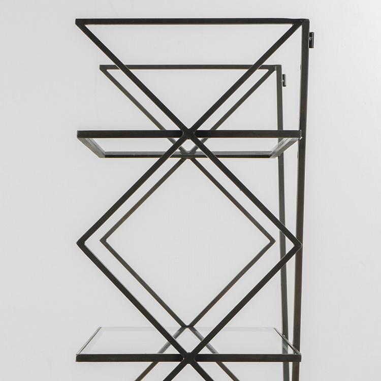 Железный стеллаж со стеклянными полками Зигзаг Iron Shelf Zig Zag Metal And Glass