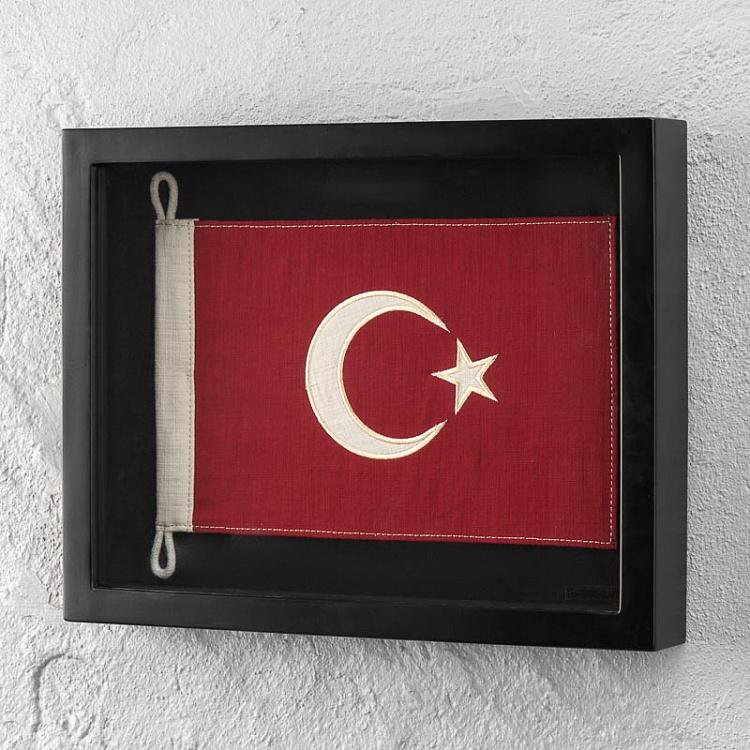 Флаг Турции за стеклом в раме, мини Shadow Box Flag Turkey Mini